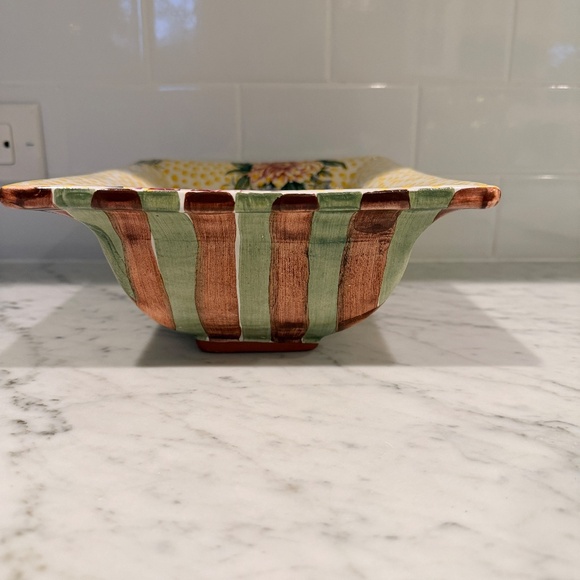 MACKENZIE CHILDS FRANK AND MUSTARD SQUARE BOWL - Picture 2 of 6